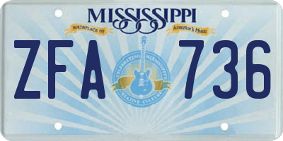 MS license plate ZFA736