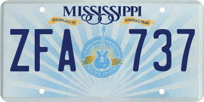 MS license plate ZFA737