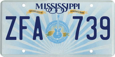 MS license plate ZFA739