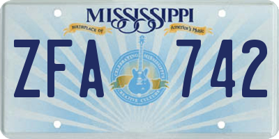 MS license plate ZFA742