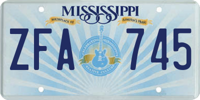MS license plate ZFA745
