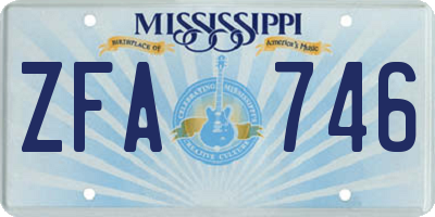 MS license plate ZFA746