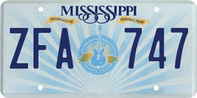 MS license plate ZFA747