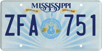 MS license plate ZFA751