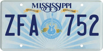 MS license plate ZFA752