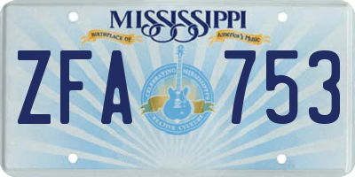 MS license plate ZFA753