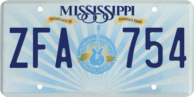 MS license plate ZFA754