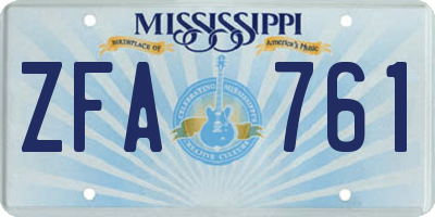 MS license plate ZFA761