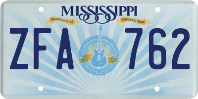 MS license plate ZFA762