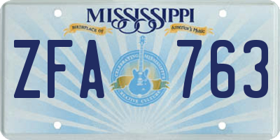 MS license plate ZFA763