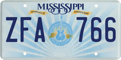 MS license plate ZFA766