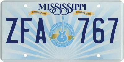 MS license plate ZFA767