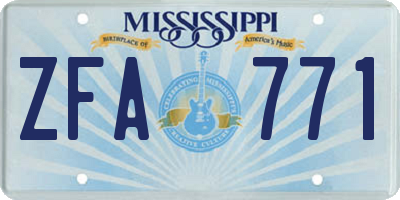 MS license plate ZFA771