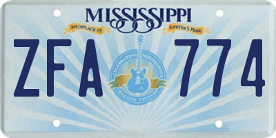 MS license plate ZFA774