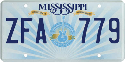 MS license plate ZFA779