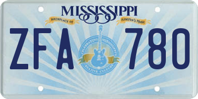 MS license plate ZFA780