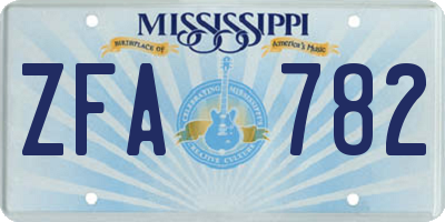 MS license plate ZFA782