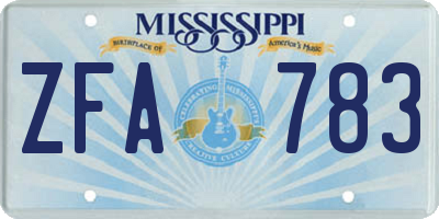 MS license plate ZFA783