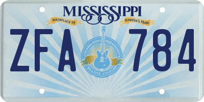 MS license plate ZFA784