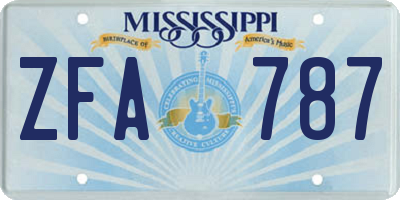 MS license plate ZFA787
