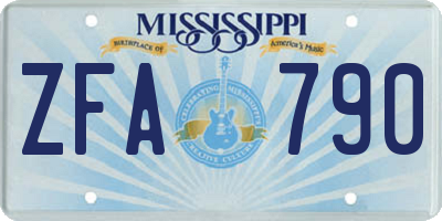 MS license plate ZFA790