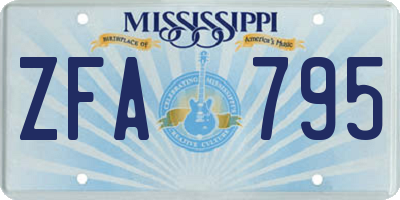 MS license plate ZFA795