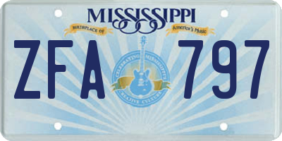 MS license plate ZFA797