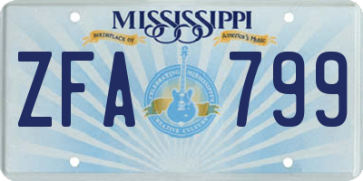 MS license plate ZFA799