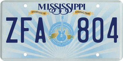 MS license plate ZFA804