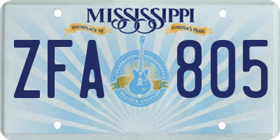MS license plate ZFA805