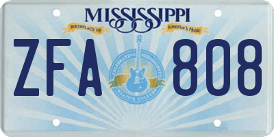MS license plate ZFA808
