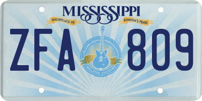 MS license plate ZFA809