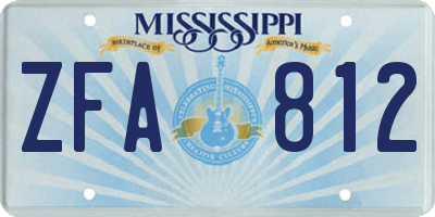 MS license plate ZFA812
