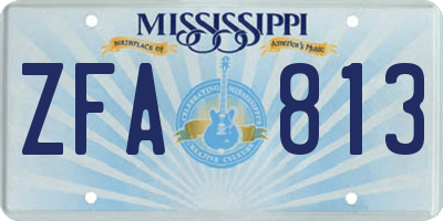 MS license plate ZFA813