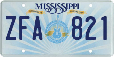 MS license plate ZFA821