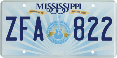 MS license plate ZFA822