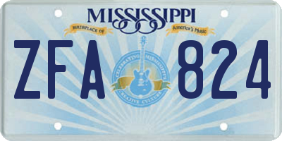MS license plate ZFA824