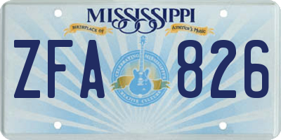 MS license plate ZFA826