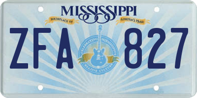 MS license plate ZFA827