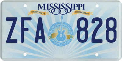 MS license plate ZFA828