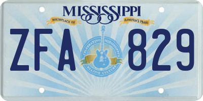 MS license plate ZFA829