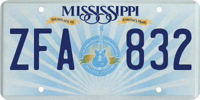 MS license plate ZFA832