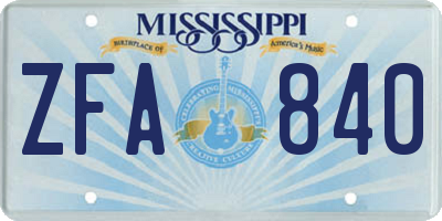 MS license plate ZFA840