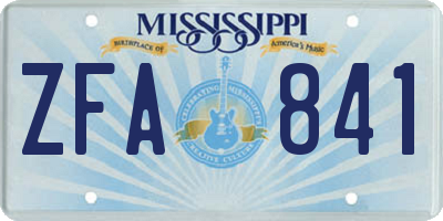 MS license plate ZFA841