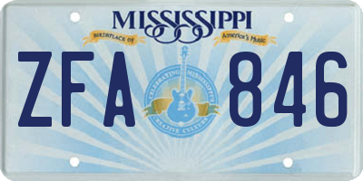 MS license plate ZFA846