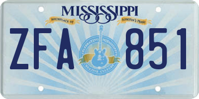 MS license plate ZFA851