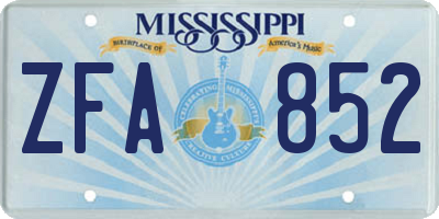 MS license plate ZFA852