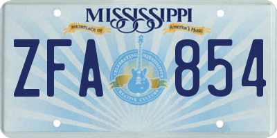MS license plate ZFA854