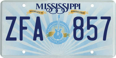MS license plate ZFA857