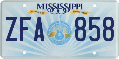 MS license plate ZFA858